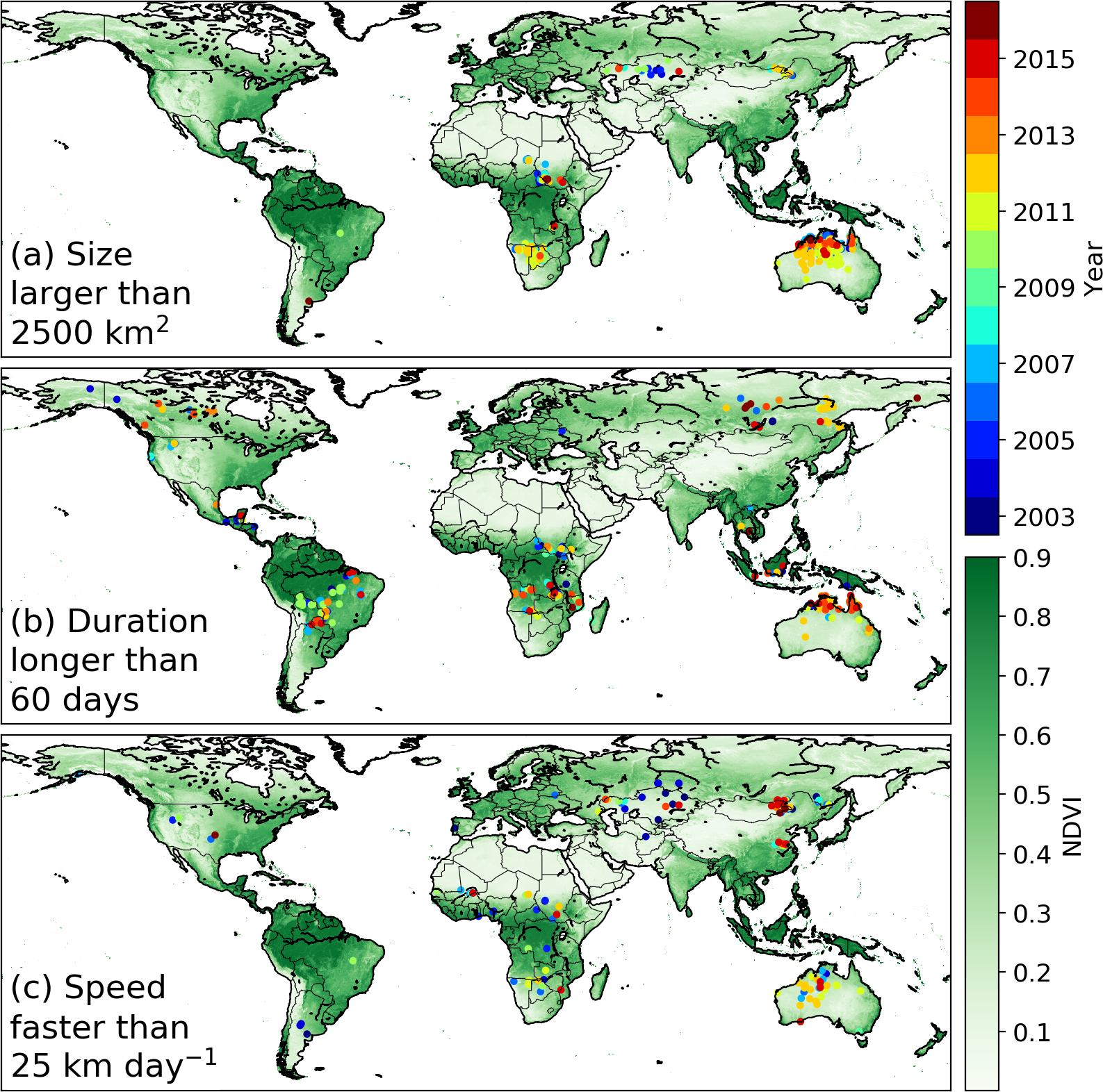 ESSD The Global Fire Atlas of individual fire size, duration, speed